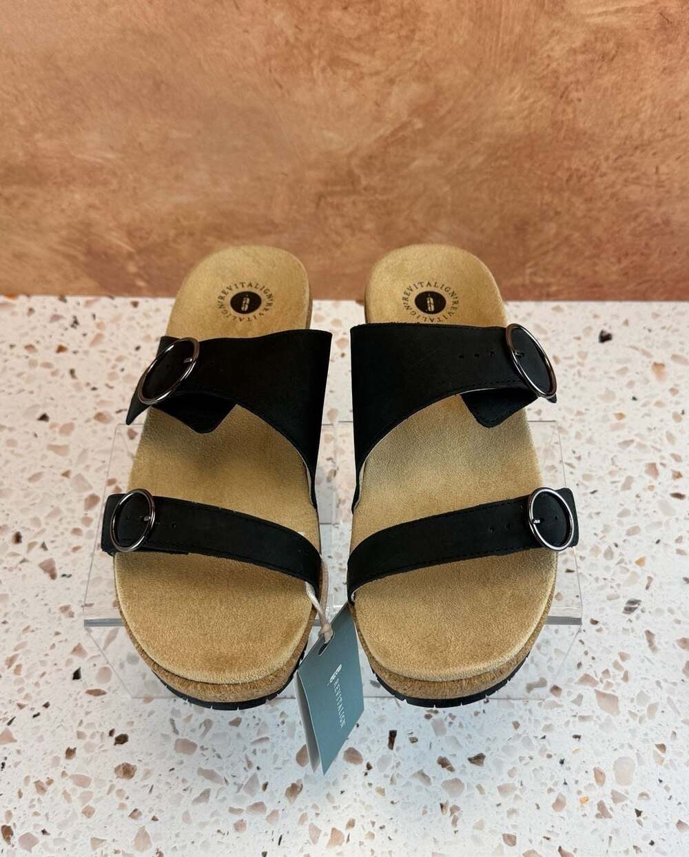 Revitalign Breakwater Cove Women's Black Platform Sandal Sz 11B nwt